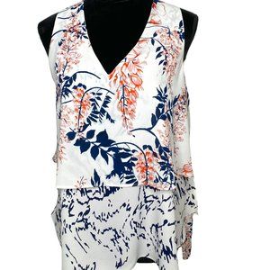 Ivanka Trump Womens Floral Layered Sleeveless Top S/P Fairy Whimsical Romantic